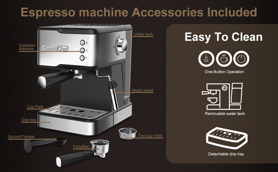 Geek Chef 20-Bar Espresso Machine