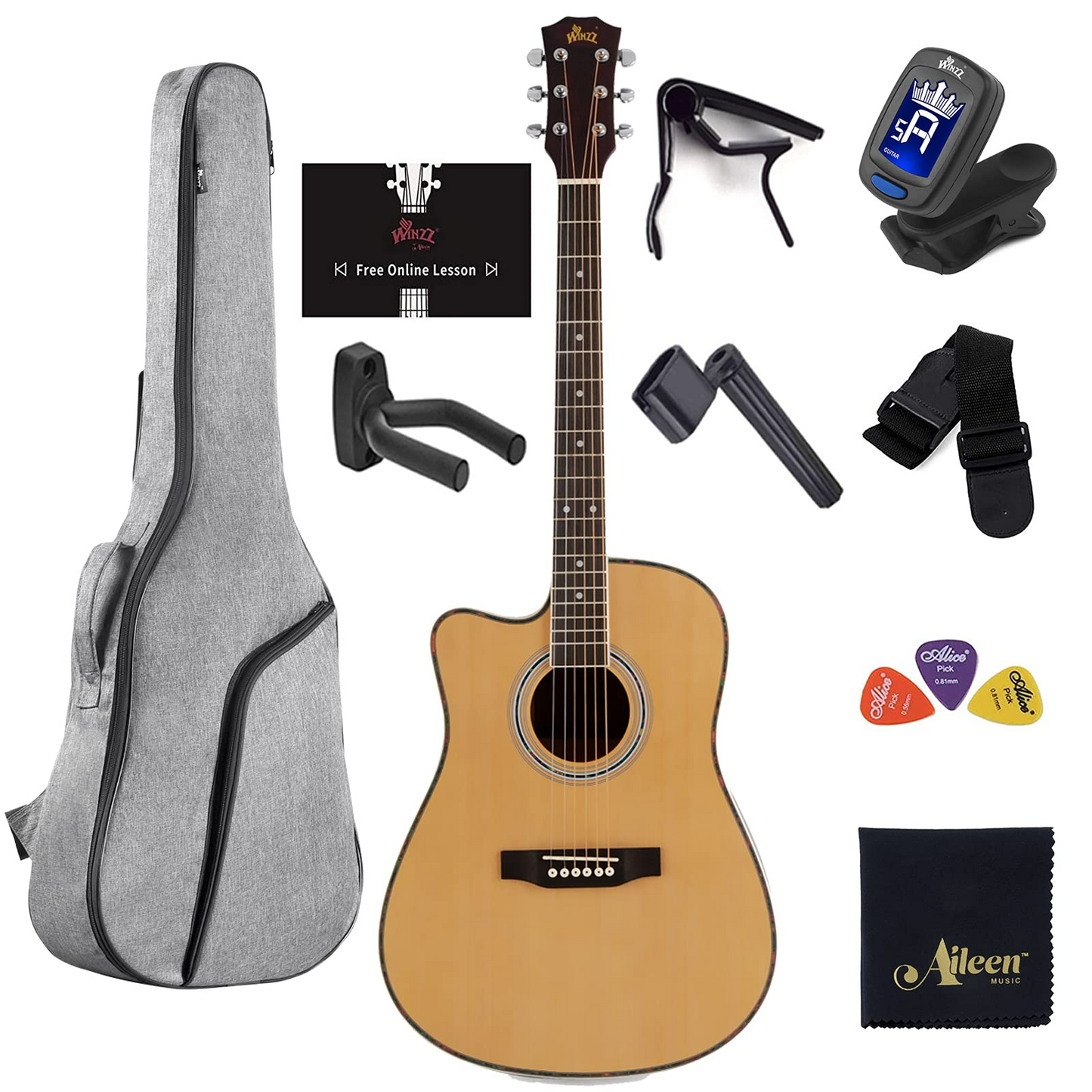 WINZZ 41" Left-Hand Acoustic Guitar Set