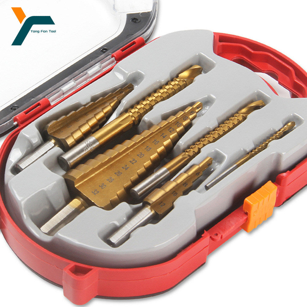 6Pcs Titanium Step Drill Bit Set